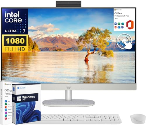 HP 2024 Newest 27 Ultra 7 Touchscreen All-in-One Desktop, Microsoft Office Lifetime License & Win 11 Pro, Intel Ultra 7 155U (Beats i7-1355U), 27" FHD IPS, 64GB DDR5, 4TB SSD, Wireless K & M, Wi-Fi 6