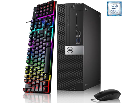 Dell OptiPlex 5050 SFF Desktop Computer, Core i7-7700 3.6 GHz, 16 GB RAM, 512 GB SSD, Keyboard & Mouse, Wi-Fi, Bluetooth, Windows 10 Pro 64, Black (Renewed)