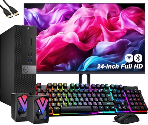 Dell OptiPlex 5040 SFF Desktop Computer PC Bundle Setup with New 23.8" FHD Monitor Inter Core i5-6600 3.3GHz 4-Cores 8GB 256GB SSD, Keyboard & Mouse, Wi-Fi, Bluetooth, Windows 10 Pro (Renewed)