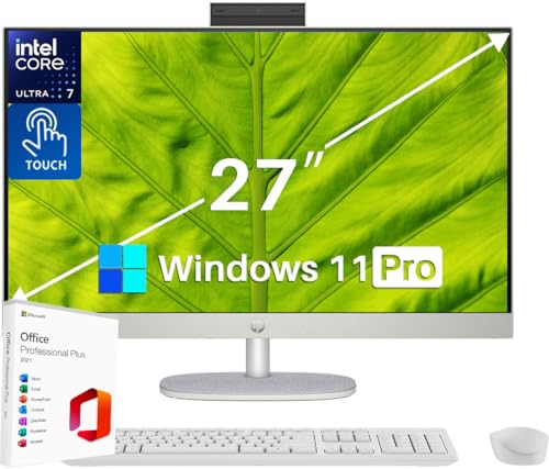 HP 2024 Newest 27" FHD Touchscreen Business All-in-One Desktop, Microsoft Office Lifetime License, Intel 12-core Ultra 7 155U (Up to 4.8 GHz, Beats i7-1355U), 64GB DDR5, 4TB SSD, Wi-Fi 6, Win 11 Pro
