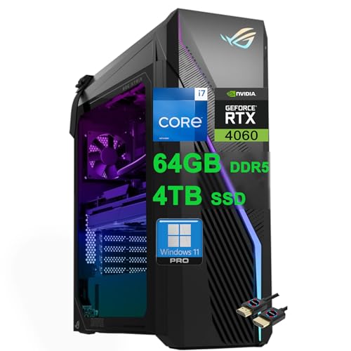 ASUS ROG Strix G16CH Gaming Desktop | Intel 16-core i7-13700F (>i9-12900F) | 64GB DDR5 4TB SSD | Geforce RTX 4060 8GB Graphic | DisplayPort Aura Sync Lighting Win11Pro Black + HDMI Cable