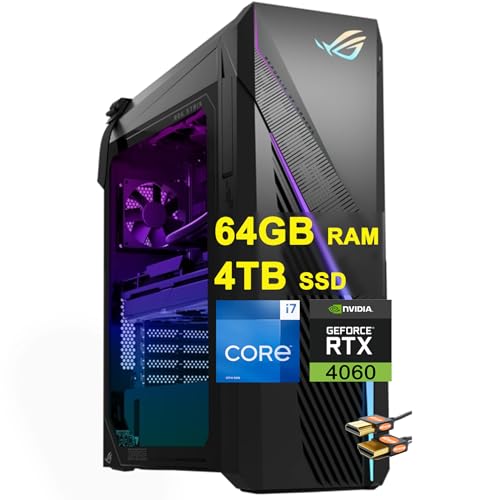 ASUS ROG Strix G16CH Gaming Desktop Intel 16-core i7-13700F (Beats i9-12900F) 64GB RAM 4TB SSD Geforce RTX 4060 8GB Graphic DisplayPort Aura Sync Lighting Win11 Black + HDMI Cable
