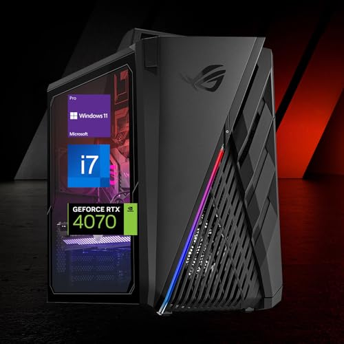 ASUS ROG Gaming Desktop, Intel Core i7-13700KF, NVIDIA GeForce RTX 4070, 128GB DDR5 RAM, 8TB SSD + 22TB HDD, Wired Keyboard & Mouse, HDMI, DP Port, Antenna, RJ45, Wi-Fi 6, Windows 11 Pro, Black