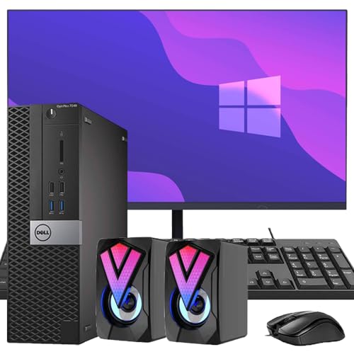 Dell OptiPlex 7040 SFF Desktop Computer, 24-Inch Full HD Monitor, Intel Quad Core i5-6500 16GB RAM 256GB SSD, WiFi, Bluetooth, Desktop PC Speakers, Win10 Pro (Renewed)