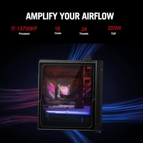 ASUS ROG Gaming Desktop, Intel Core i7-13700KF, NVIDIA GeForce RTX 4070, 128GB DDR5 RAM, 8TB SSD + 22TB HDD, Wired Keyboard & Mouse, HDMI, DP Port, Antenna, RJ45, Wi-Fi 6, Windows 11 Pro, Black