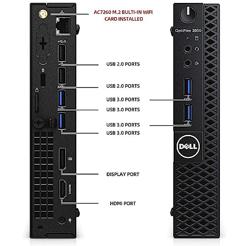Dell OptiPlex 3050 Micro PC Desktop Mini Computer with 23.8in FHD Monitor, Core i5-7500T, 16GB RAM, 512GB SSD, RJ-45/LAN, DisplayPort, HDMI, Windows 10 Pro (Renewed)