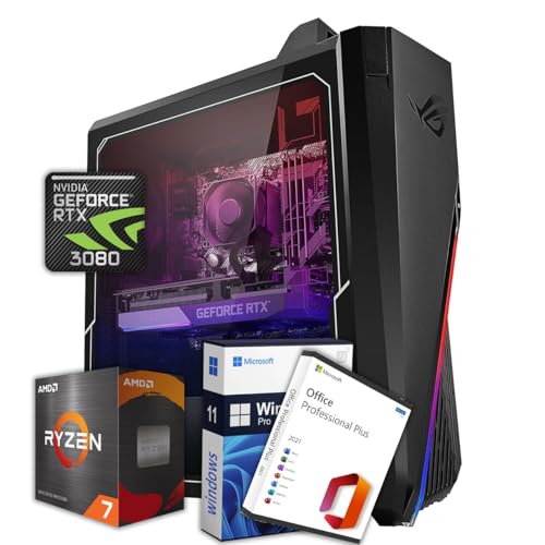 ASUS 2024 Newest ROG STRI GA15 Gaming Desktop, AMD Ryzen 7-5800X, NVIDIA GeForce RTX 3080, 16GB RAM, 2TB SSD, Wi-Fi 6, Windows 11 Pro, with Microsoft Office Lifetime License