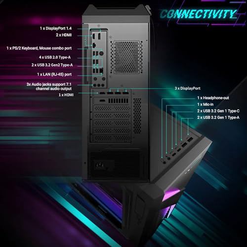 ASUS ROG Intel i7-14700F RTX 4060Ti Ultimate Gaming Desktop, Intel i7-14700F (Beats Intel i9-13900F), GeForce RTX 4060Ti, 64GB DDR5 RAM, 4TB SSD, DP, HDMI, Wi-Fi 6, Windows 11 Pro, Grey