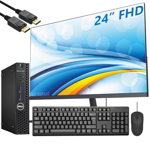 Dell OptiPlex 3050 Micro PC Desktop Mini Computer with 23.8in FHD Monitor, Core i5-7500T, 16GB RAM, 512GB SSD, RJ-45/LAN, DisplayPort, HDMI, Windows 10 Pro (Renewed)