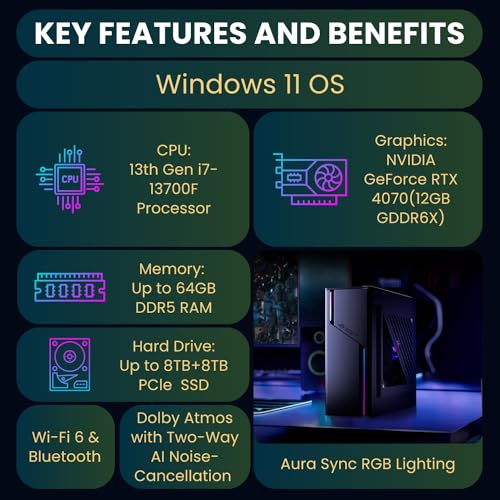 ASUS Newest ROG i7 RTX 4070 Premium Gaming Small Form Factor Desktop, i7-13700F, NVIDIA GeForce RTX 4070, 16GB DDR5 RAM, 1TB SSD, Wi-Fi 6, RJ-45, DisplayPort, Windows 11 Pro, Black
