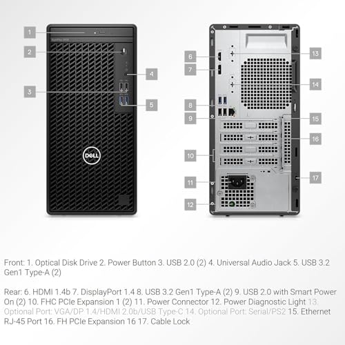Dell NEWEST Optiplex 3000 Business/Home Use Tower Desktop | Windows 11 Pro | HDMI+DP | WiFi | Bluetooth | DVD-RW (12th Gen Intel Core i9-12900, 64GB RAM | 1TB SSD + 1TB HDD)