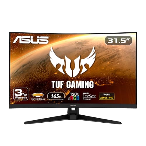 ASUS 31.5" 1440P 165Hz 1ms Curved Gaming Monitor, RGB Chassis Fan - TUF Gaming VG32VQ1B, TF120 ARGB