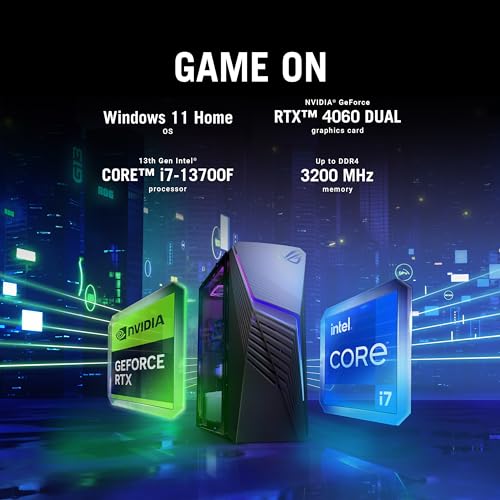 ASUS ROG G13CH (2024) Gaming Desktop PC, Intel® Core™ i7-13700F, NVIDIA® GeForce RTX™ 4060 Dual, 1TB NVMe™ PCIe® 4.0 SSD, 16GB DDR4 RAM, Windows 11, G13CH-PS764