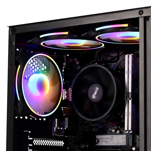MXZ Desktop Gaming Computer Home&Office PC R5 5600G,16GB DDR4 3200, 500G NVME SSD，6 RGB Fans, WiFi & Win 11 Pro 64-bit Ready