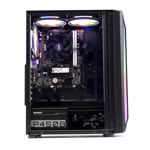 MXZ Desktop Gaming Computer Home&Office PC R5 5600G,16GB DDR4 3200, 500G NVME SSD，6 RGB Fans, WiFi & Win 11 Pro 64-bit Ready