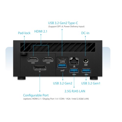 ASUS ExpertCenter Business Mini PC Desktop, AMD Ryzen 7 5800H Processor, 16GB RAM, 1TB PCIe SSD, HDMI, Display Port, RJ45, Wi-Fi 6, Windows 11 Pro, Black