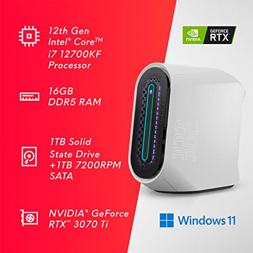 Alienware Aurora R13 Gaming Desktop - Intel Core i7-12700KF, 16GB DDR5 RAM, 1TB SSD + 1TB HDD, NVIDIA GeForce RTX 3070 Ti 8GB GDDR6, Liquid-Cooling, Windows 11 Home - White