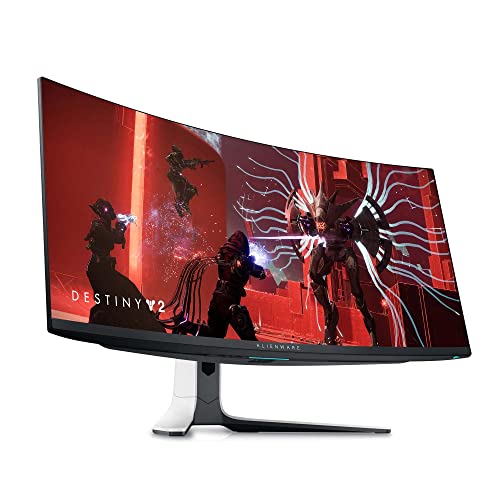 Alienware AW3423DW Curved Gaming Monitor 34.18 inch Quantom Dot-OLED 1800R Display, 3440x1440 pixels at 175Hz, True 0.1ms gray-to-gray, 1M:1 Contrast Ratio, 1.07 Billions Colors - Lunar Light