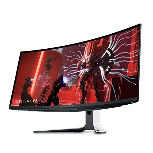 Alienware AW3423DW Curved Gaming Monitor 34.18 inch Quantom Dot-OLED 1800R Display, 3440x1440 pixels at 175Hz, True 0.1ms gray-to-gray, 1M:1 Contrast Ratio, 1.07 Billions Colors - Lunar Light