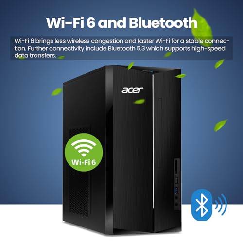 acer Aspire i5 Business Tower Desktop Computer, 13th Gen Intel Core i5-13400(Beat Intel i7-1255U), 64GB RAM, 2TB SSD + 2TB HDD, Wi-Fi 6, HDMI, Wired Keyboard and Mouse, Windows 11 Pro, Black