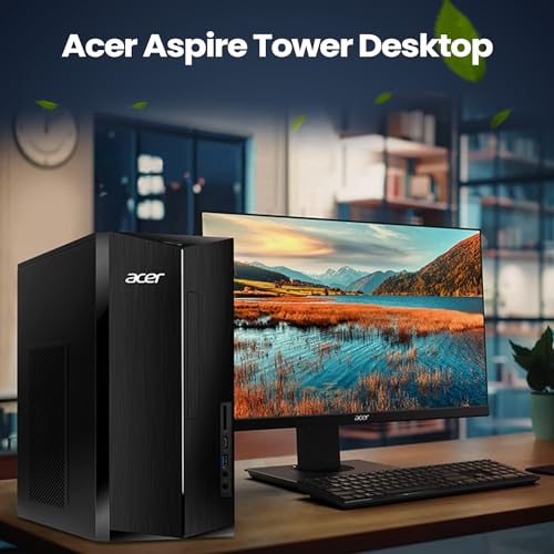acer Aspire i5 Business Tower Desktop Computer, 13th Gen Intel Core i5-13400(Beat Intel i7-1255U), 64GB RAM, 2TB SSD + 2TB HDD, Wi-Fi 6, HDMI, Wired Keyboard and Mouse, Windows 11 Pro, Black