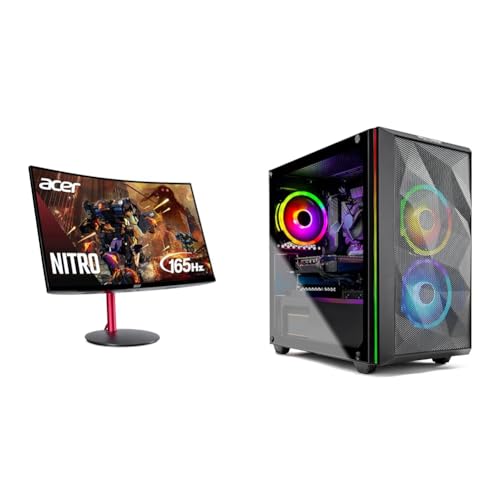 acer Nitro 27" Full HD 1920 x 1080 1500R Curve PC Gaming Monitor | AMD FreeSync Premium & Skytech Gaming Chronos Mini Gaming Computer PC Desktop - Intel Core-i3 10100F 3.6GHz, GTX 1650 4G