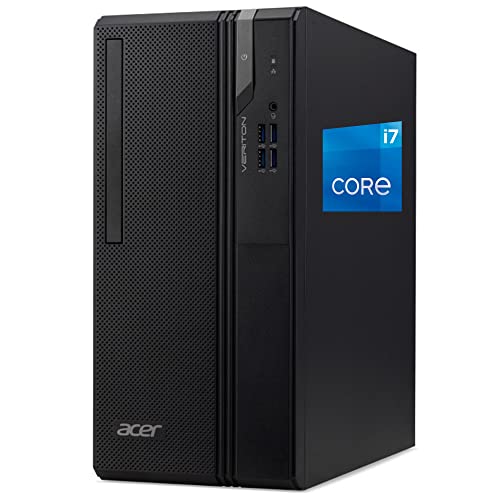 acer Veriton Tower Computer – Intel i7-12700K, 32GB Ram, 2TB NVMe SSD, DVD-RW, DisplayPort, HDMI, VGA, AC Wi-Fi, Bluetooth - Windows 11 Pro, Black