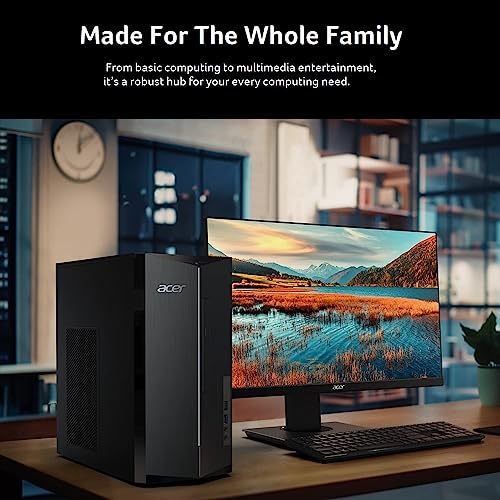 acer 2023 Aspire TC-1760 Desktop PC Intel 12th Gen 6-Core i5-12400 32GB RAM 1TB PCIe SSD 2TB HDD NVIDIA RTX 3060 12GB GDDR6 HDMI DP DVI-D USB-C WIFI AC BT RJ-45 Windows 11 Pro w/RE USB Drive