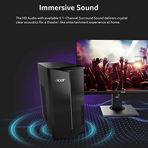 acer 2023 Aspire TC-1760 Desktop PC Intel 12th Gen 6-Core i5-12400 32GB RAM 1TB PCIe SSD 2TB HDD NVIDIA RTX 3060 12GB GDDR6 HDMI DP DVI-D USB-C WIFI AC BT RJ-45 Windows 11 Pro w/RE USB Drive