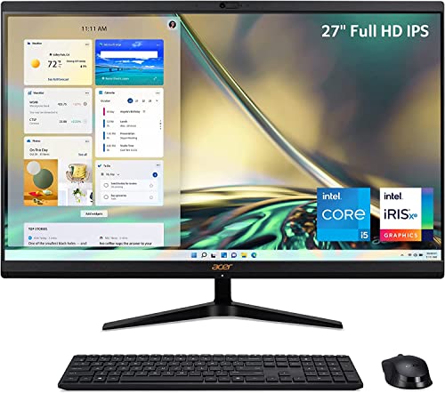 acer Aspire 27" All-in-One Desktop, Intel 10-Core i5-1235U, 27" FHD IPS Display, Iris Xe Graphics, WiFi 6, Type-C, 5MP Camera, 64GB DDR4 4TB M.2 SSD, Win11 Pro