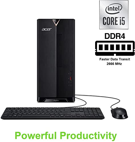 acer 2023 Newest Aspire TC-1660 Desktop PC Intel 10th Gen 6-Core i5-10400 32GB DDR4 1TB NVMe SSD Intel UHD Graphics WIFI AX BT5.2 USB C HDMI RJ45 8X DVD-RW Windows 11 Home w/RE Accessories