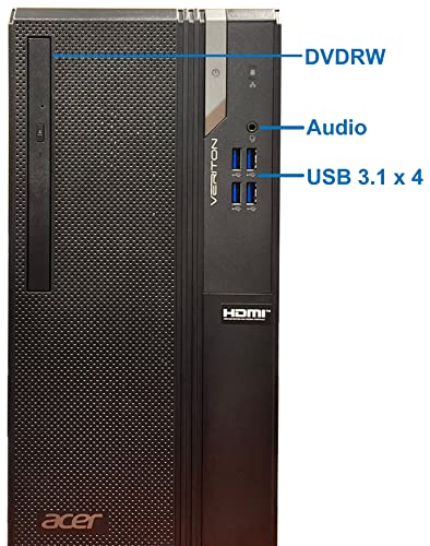 acer Veriton Tower Computer – Intel i7-12700K, 64GB Ram, 4TB NVMe SSD, DVD-RW, DisplayPort, HDMI, VGA, AC Wi-Fi, Bluetooth - Windows 11 Pro, Black