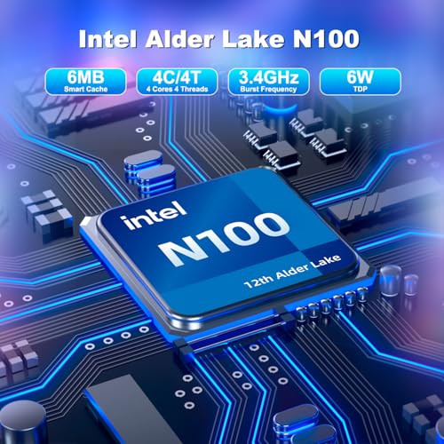 Mini Desktop PC, N100 Mini Desktop Computer NUC with Triple 4K Display, Dual Gigabit Ethernet, 16GB RAM, 512GB SSD, Wi-Fi 6, Bluetooth 5.2,Mini Computers PC for Business, Designers, Home Theater