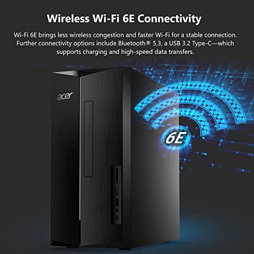Acer Aspire TC-1780-UA93 Desktop | 13th Gen Intel Core i5-13400 10-Core Processor | 16GB 3200MHz DDR4 | 1TB M.2 2280 PCIe Gen 4 SSD | SD Card Reader | Intel Wi-Fi 6E AX211 | Windows 11 Home,Black