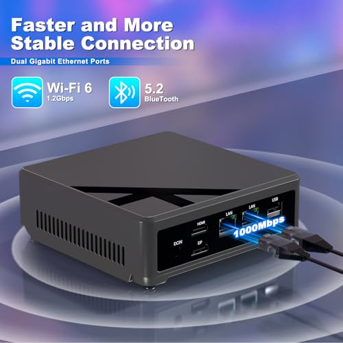 Mini Desktop PC, N100 Mini Desktop Computer NUC with Triple 4K Display, Dual Gigabit Ethernet, 16GB RAM, 512GB SSD, Wi-Fi 6, Bluetooth 5.2,Mini Computers PC for Business, Designers, Home Theater