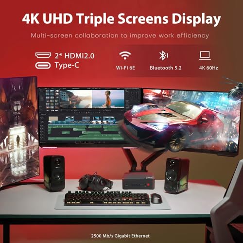 BOSGAME Ryzen Mini PC, AMD Ryzen 7 5700U 32GB RAM 1TB PCIe SSD Mini Destop Computers, Micro PC 4K Triple Display/Dual HDMI/WiFi 6/Gaming/Office/Home