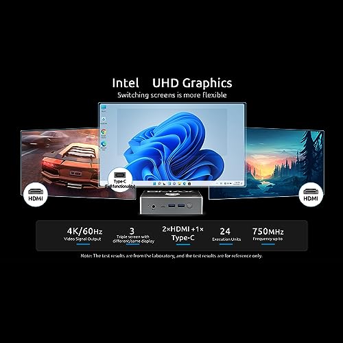 Bmax B4 Plus Mini PC Intel N100 16G DDR4/512GB SSD Win-11 Pro Type-C/HDMI WiFi5 4K/60Hz Triple-Display BT4.2 for Business Home Office