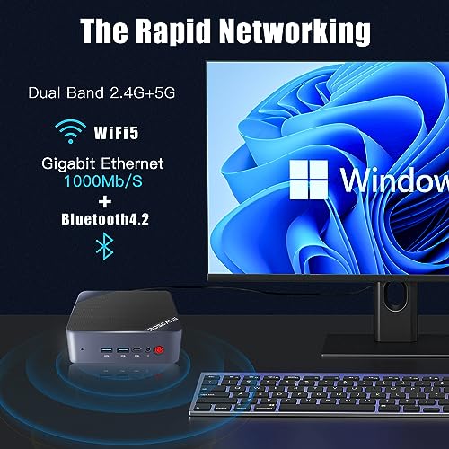 BOSGAME B95 Mini PC Intel 12th Gen N95 (up to 3.4GHz) Mini Desktop Computers Windows 11 Pro 16GB RAM 512GB M.2 SSD, Micro PC Support 4K UHD Dual HDMI & Type-C, Dual WiFi 5, BT 4.2