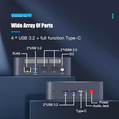 BOSGAME B95 Mini PC Intel 12th Gen N95 (up to 3.4GHz) Mini Desktop Computers Windows 11 Pro 16GB RAM 512GB M.2 SSD, Micro PC Support 4K UHD Dual HDMI & Type-C, Dual WiFi 5, BT 4.2
