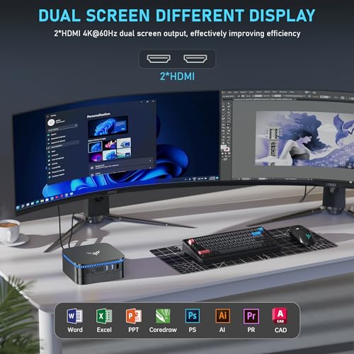 KAMRUI AK1PLUS Mini PC,12th Alder Lake- N95 up to 3.4 GHz,16GB RAM+512GB M.2 SSD,Mini Desktop Computer Windows 11,Support 2.5" SSD (up to 2TB),WiFi 2.4G/5G,BT 4.2,4K, Business, Home, Office ﻿ ﻿