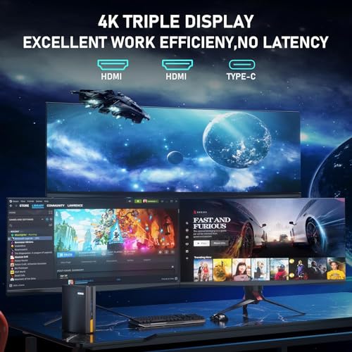 ACEMAGIC Mini PC 12th 12450H 【Beat i7 11390H】, 8C/12T, up to 4.4GHz, 32GB DDR4 512GB NVMe SSD, Mini Desktop Computer [USB 3.2 Type-C], TDP45W, Tower PC 2.0 HDMI, Dual Display 4K@60Hz, WiFi6/BT5.2