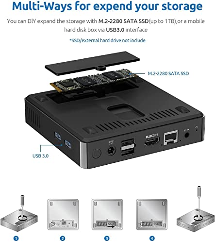 Bmax B1 Pro Mini PC Intel N4000(up to 2.6GHz) 8GB LPDDR4/128GB eMMC Micro Computer WiFi5 HDMI/VGA 4K HD 2.4GHz/5GHz Dual WiFi BT4.2 Mini Computer