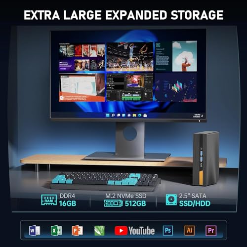 ACEMAGIC Mini PC 12th 12450H 【Beat i7 11390H】, 8C/12T, up to 4.4GHz, 32GB DDR4 512GB NVMe SSD, Mini Desktop Computer [USB 3.2 Type-C], TDP45W, Tower PC 2.0 HDMI, Dual Display 4K@60Hz, WiFi6/BT5.2