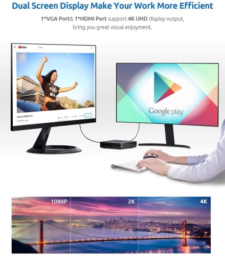 Bmax B1 Pro Mini PC Intel N4000(up to 2.6GHz) 8GB LPDDR4/128GB eMMC Micro Computer WiFi5 HDMI/VGA 4K HD 2.4GHz/5GHz Dual WiFi BT4.2 Mini Computer