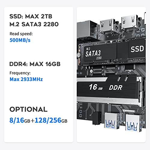 Beelink New 11 Generation Intel N5095 Processor (up to 2.9GHZ), Mini PC,Mini Computer with 8GB DDR4 RAM/ 256GB M.2 SATA SSD, Supports Extended HDD & SSD/4K 60FPS/Dual HDMI/ WiFi5 /BT5.0