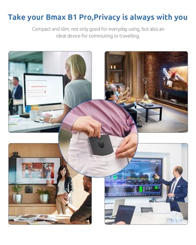 Bmax B1 Pro Mini PC Intel N4000(up to 2.6GHz) 8GB LPDDR4/128GB eMMC Micro Computer WiFi5 HDMI/VGA 4K HD 2.4GHz/5GHz Dual WiFi BT4.2 Mini Computer
