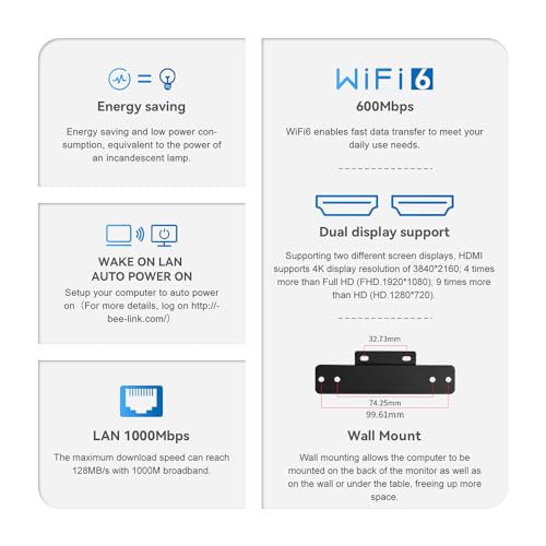 Beelink Mini S12 Pro Mini PC, Mini Computer with Alder Lake-N N100, 16GB DDR4 +500GB M.2 2280 SSD, WIFI6, Dual HDMI, Dual Screen Display, 1000Mbps, BT 5.2