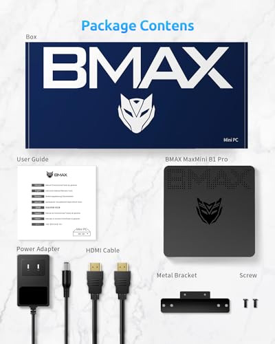 Bmax B1 Pro Mini PC Intel N4000(up to 2.6GHz) 8GB LPDDR4/128GB eMMC Micro Computer WiFi5 HDMI/VGA 4K HD 2.4GHz/5GHz Dual WiFi BT4.2 Mini Computer