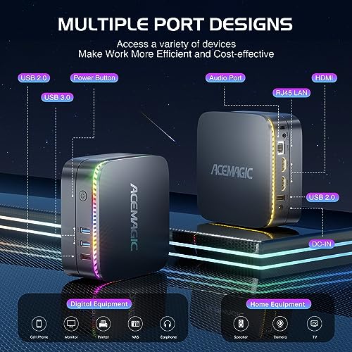 ACEMAGIC Mini PC RGB AK1 Plus, N95(up to 3.4GHz) 12th Gen Processor Mini Desktop Computer, 16GB RAM 512GB SSD, Dual 4K HDMI, Small PC, 2.4/5G WiFi, Bluetooth, Business/Office/HTPC
