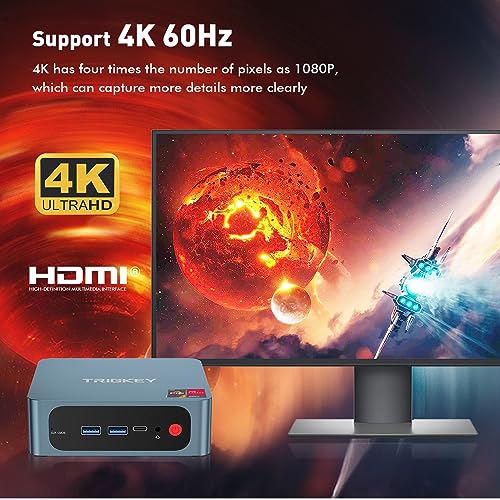 TRIGKEY Mini PC Ryzen 7 Speed S5 5800H(Up to 4.4GHz,L3 16MB) Mini Gaming Computer 16GB DDR4 3200MHz 500GB M.2 2280 NVMe SSD, Wi-Fi 6/Bluetooth 5.2/4K@60Hz/HDMI+DP+Type-C/USB 3.2 Micro PC